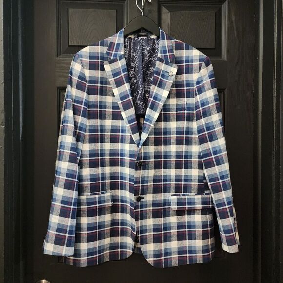 Nautica Brielle Linen Blend Jacket in Multicolor Plaid - Picture 3 of 14